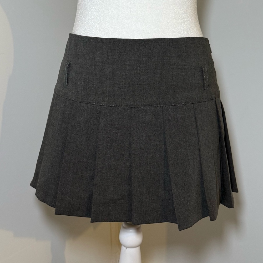 Gray Pleated Mini Skirt